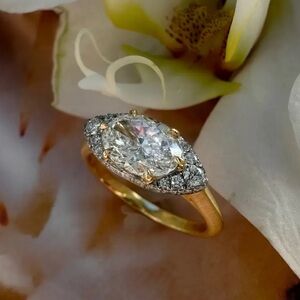 3ct East-West Oval-Cut Moissanite Diamond in 18K Gold